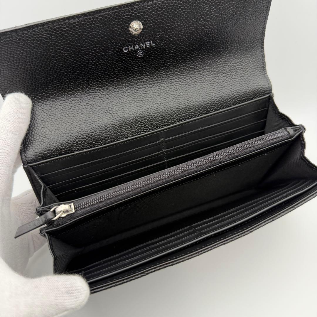 シャネル CHANEL 長財布 マトラッセ キャビアスキン 二つ折り 人気