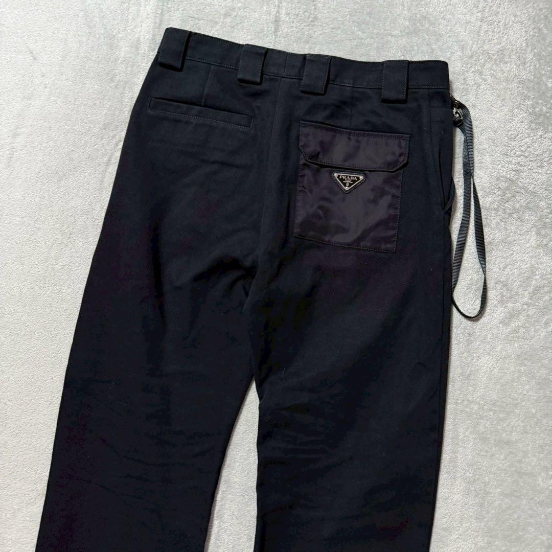 PRADA プラダ Re-Nylon 三角ロゴ コットンパンツ サイズ44 黒
