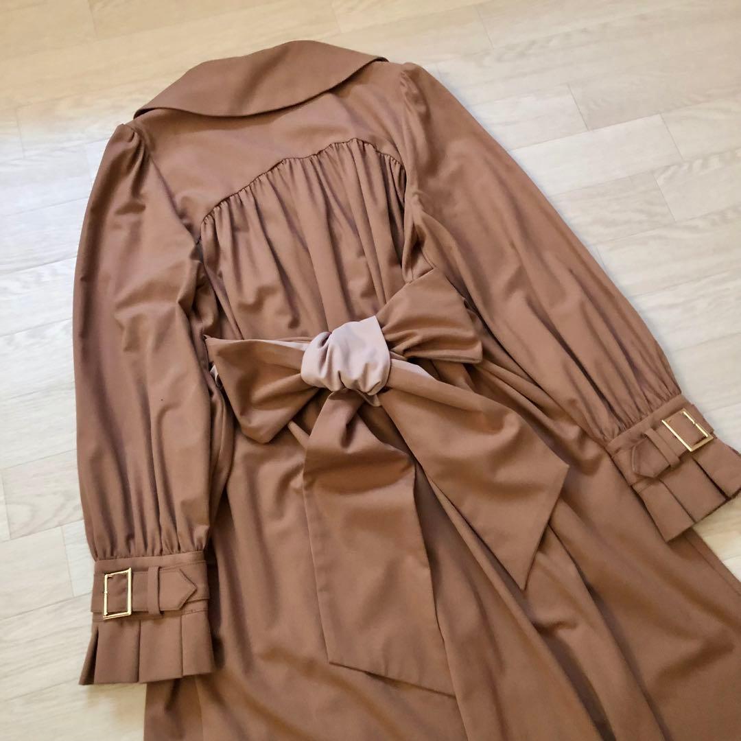 美品　ハーリップトゥ　ベルテッドドレストレンチコート　マキシ丈　リボン紐　M