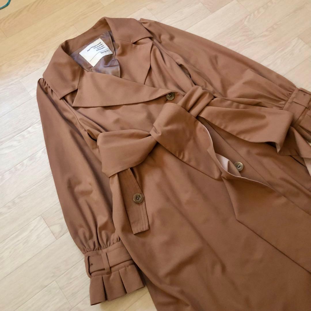 美品　ハーリップトゥ　ベルテッドドレストレンチコート　マキシ丈　リボン紐　M