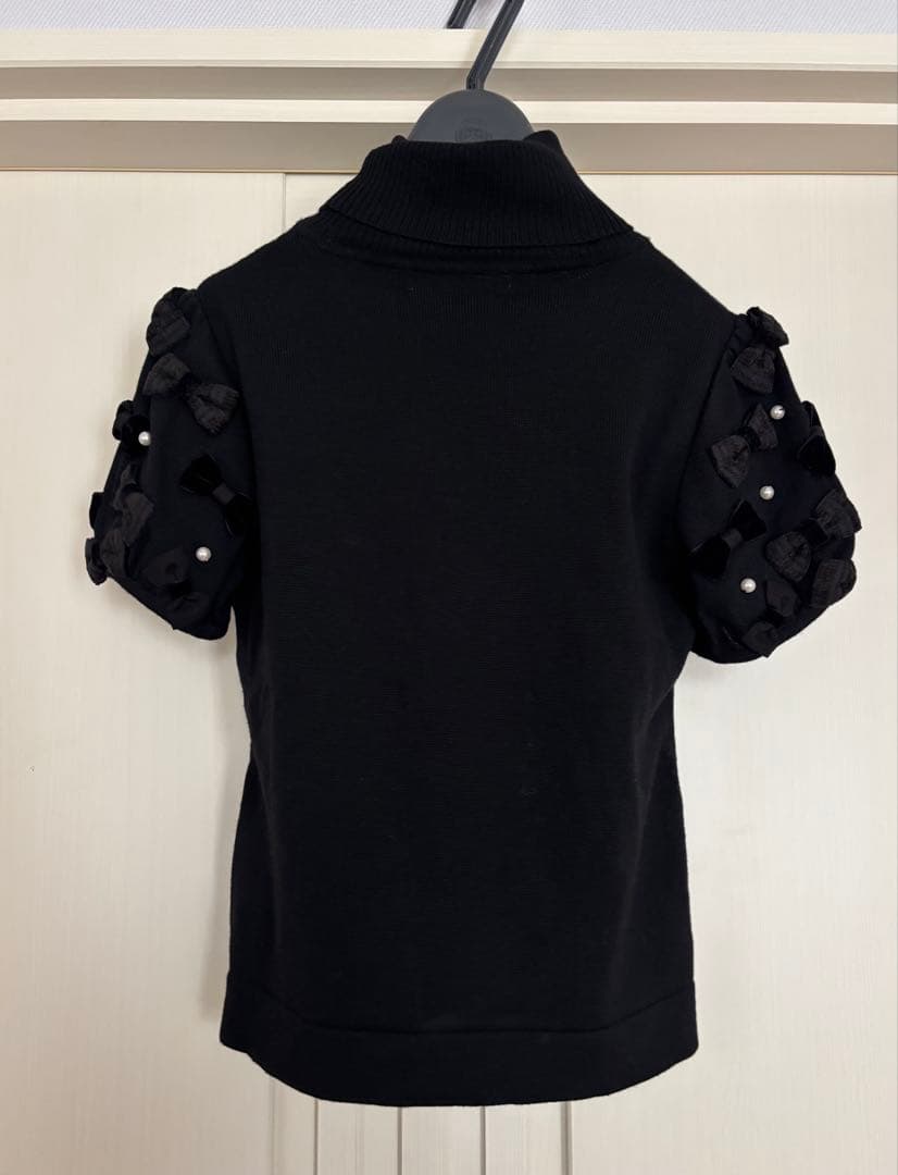 René ルネ 半袖トップス リボン付きニット36 黒