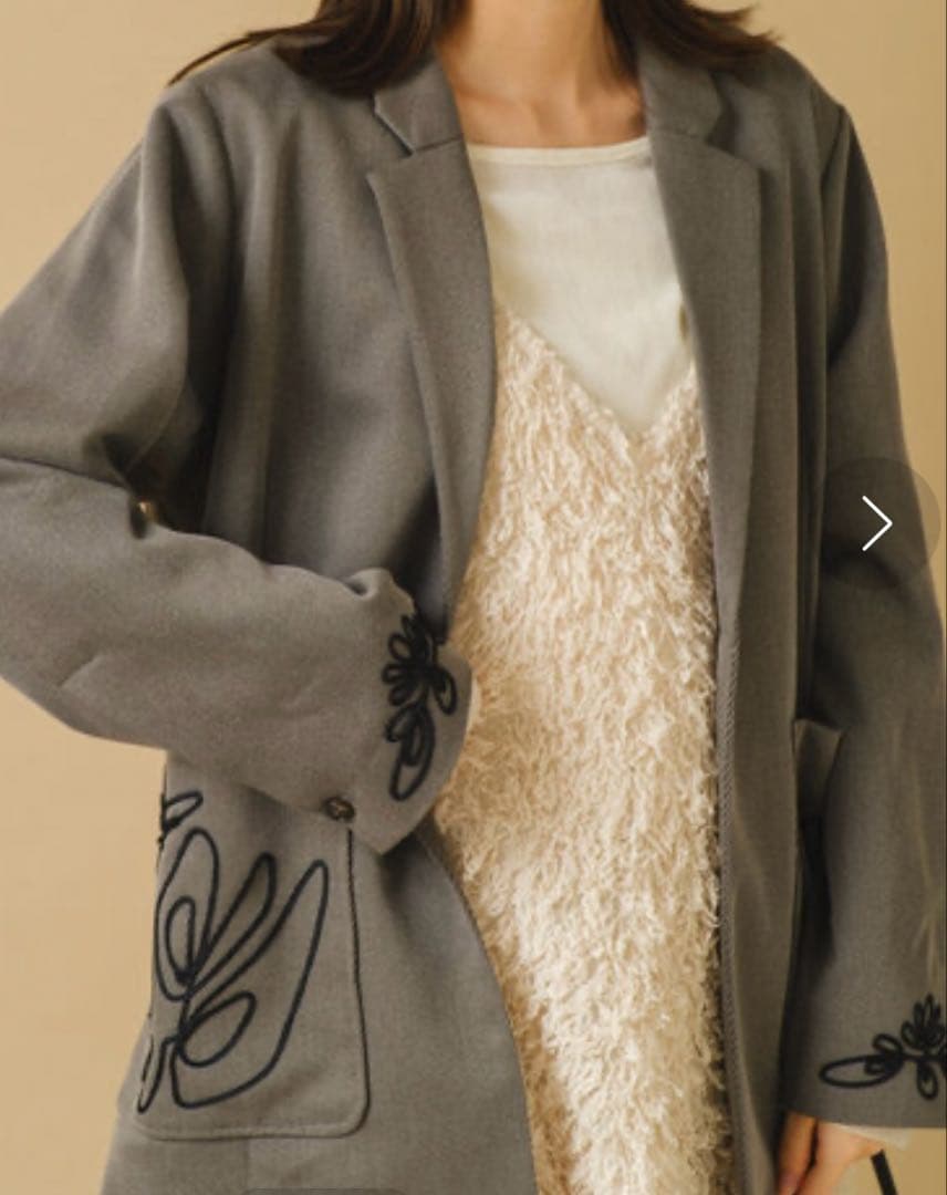 Kastane/ツイル刺繍裏地付きジャケット