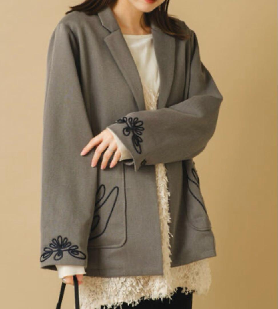 Kastane/ツイル刺繍裏地付きジャケット
