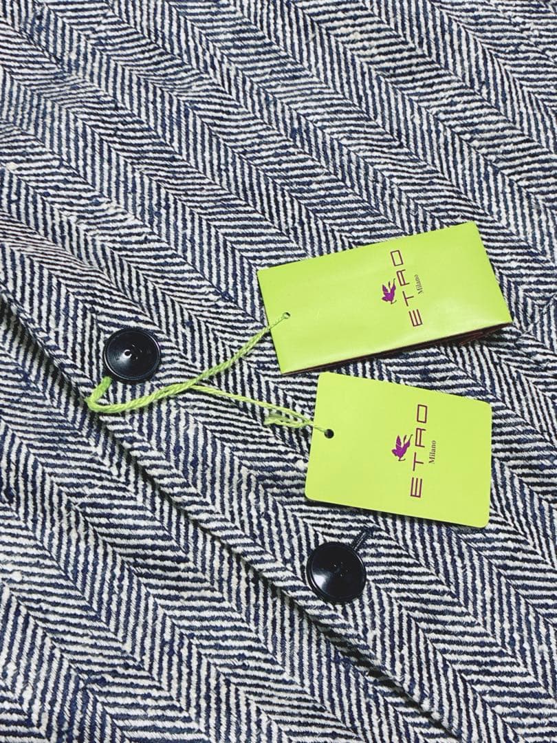 タグ付き新品 ETRO シルク混 ヘリンボーン テーラードジャケット イタリア製