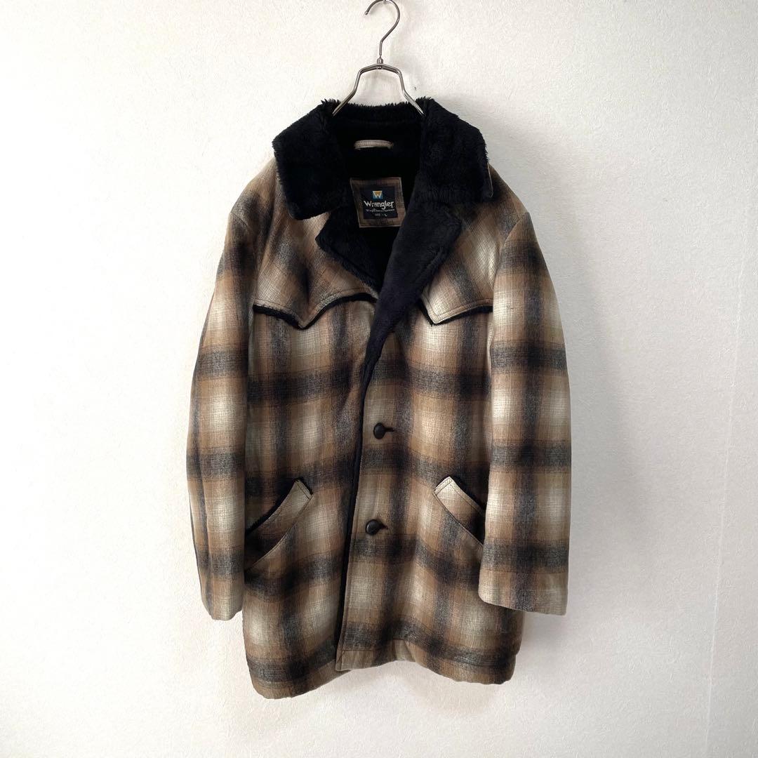 古着 vintage ラングラー シェルパランチコート L オンブレチェック