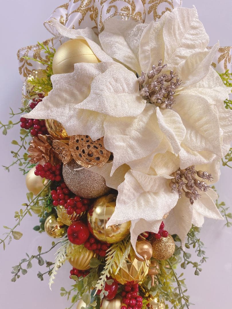 ✴︎豪華クリスマススワッグ✴︎クリスマスリース　フラワーリース　造花
