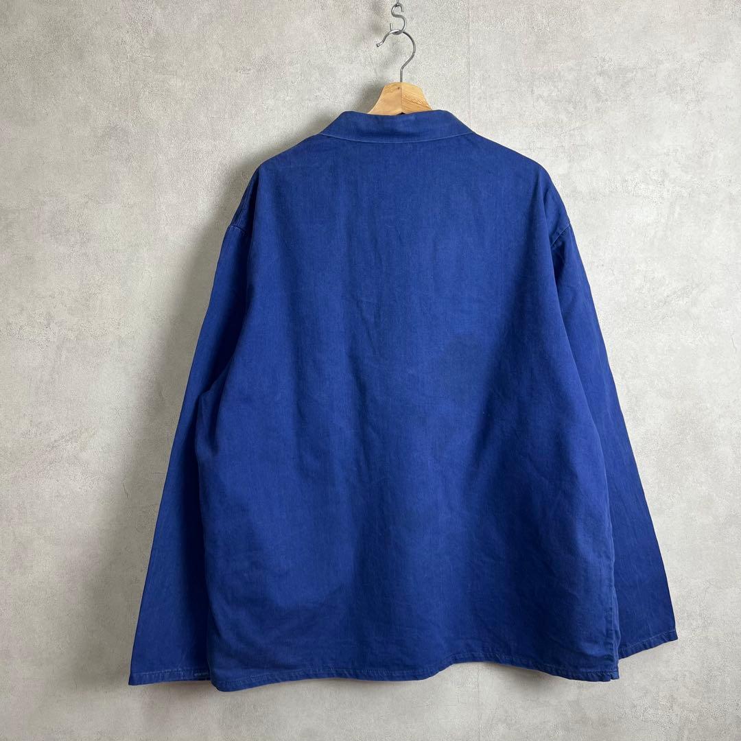 ユーロ古着 ワークジャケット カバーオール コットンツイル 紺色 vintage