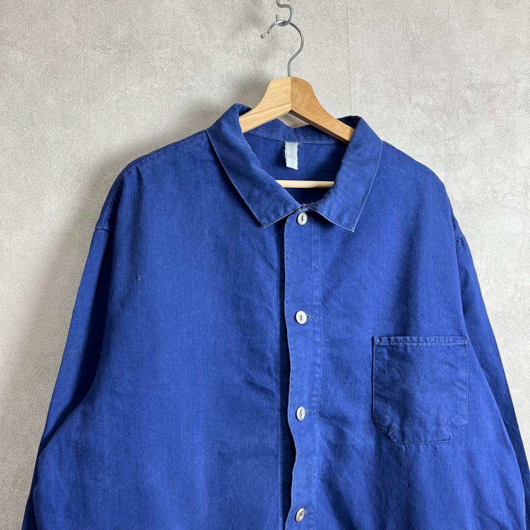 ユーロ古着 ワークジャケット カバーオール コットンツイル 紺色 vintage