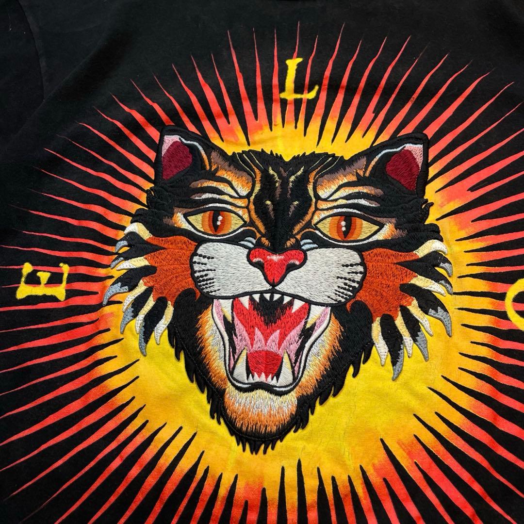 GUCCI グッチ キャット刺繍 Tシャツ ブラック サイズS
