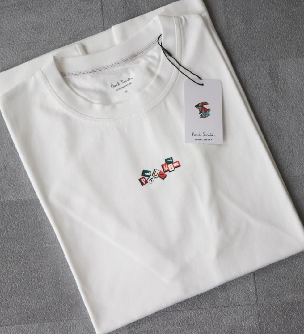 新品【ポールスミス】天竺 クルーネック 胸元ロゴ Tシャツ カットソー 白 LL