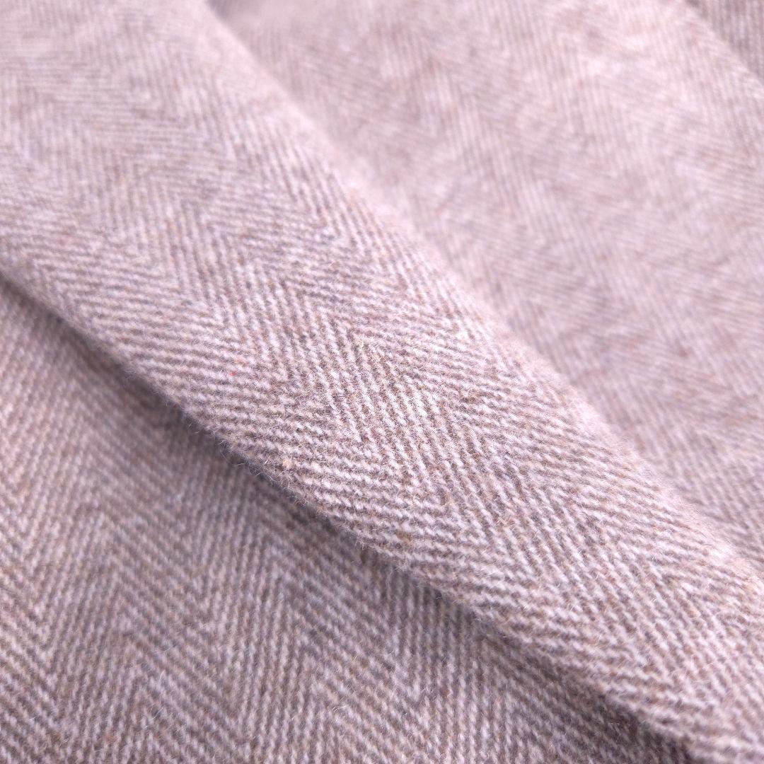 美品 ザラ ヘリンボーンウールブレンドストレートブレザー L