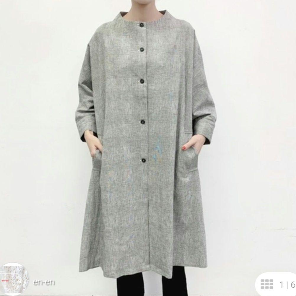 【タグ付新品】creema en-en 作家 ドルマン袖 リネンコート 裏地付