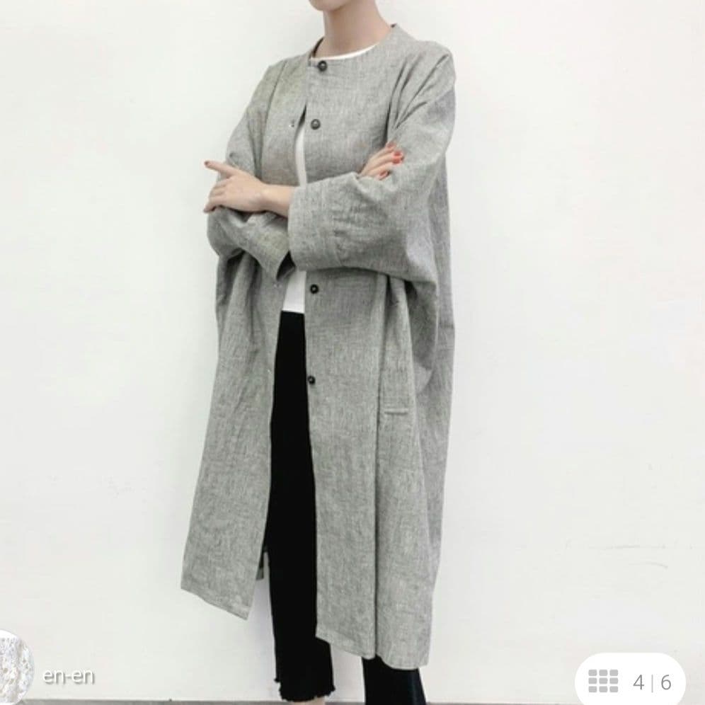 【タグ付新品】creema en-en 作家 ドルマン袖 リネンコート 裏地付