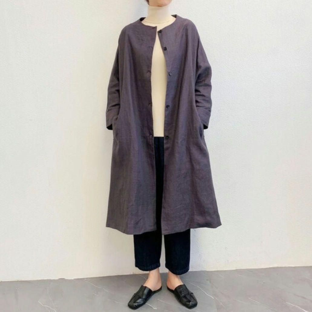 【タグ付新品】creema en-en 作家 ドルマン袖 リネンコート 裏地付