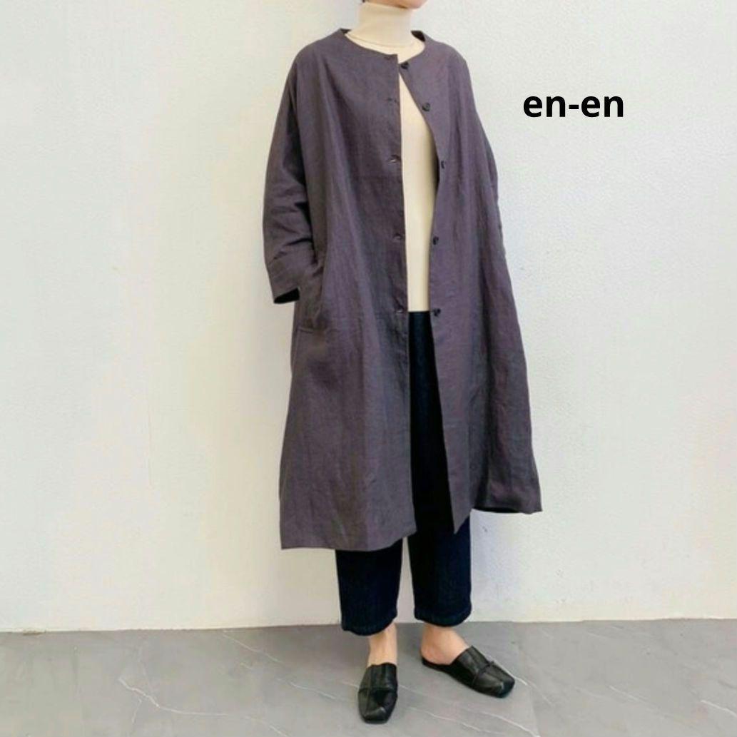 【タグ付新品】creema en-en 作家 ドルマン袖 リネンコート 裏地付