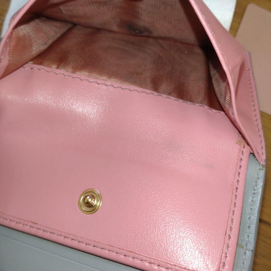 miu miu ハート柄 二つ折り財布 グレー/ピンク