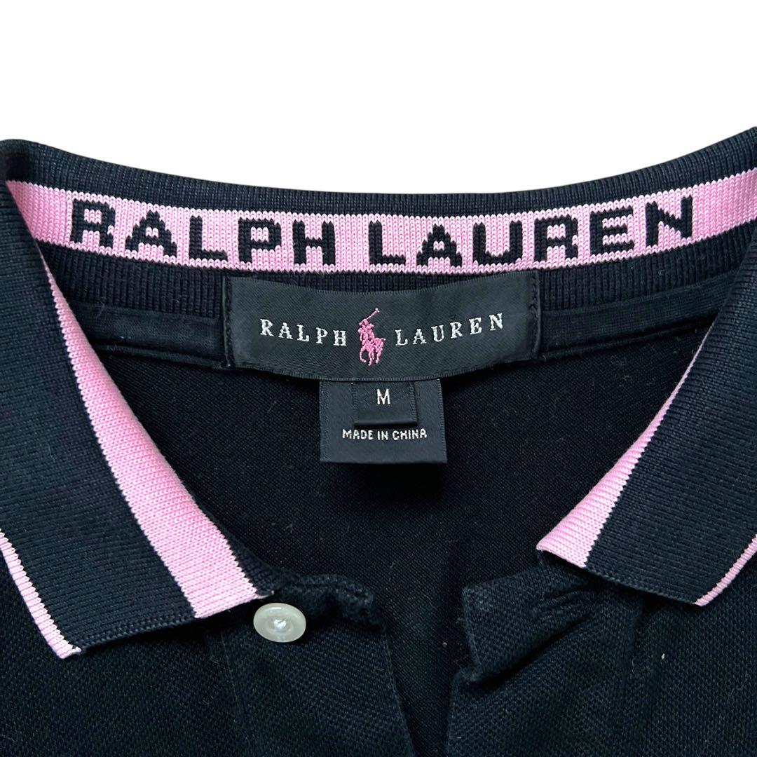 Ralph Lauren　pink pony　ポロシャツ　黒ピンク　刺繍　M
