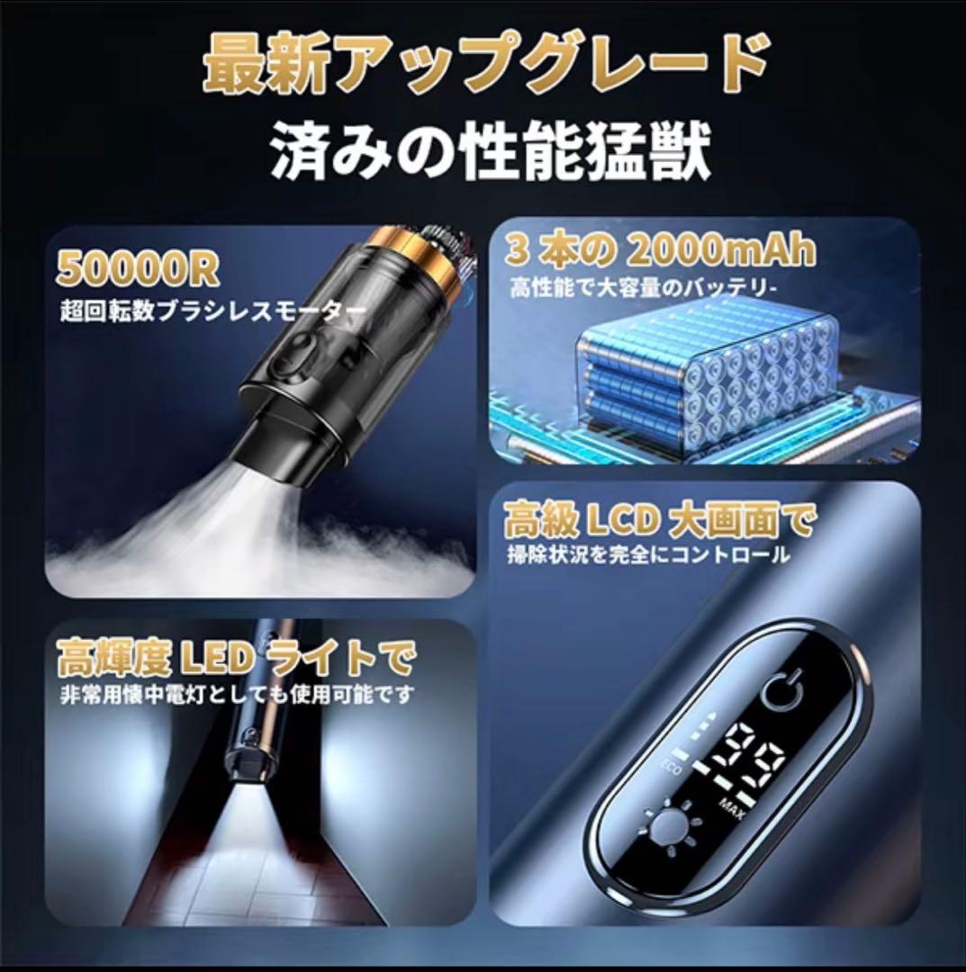 【新品】強力ハンディクリーナー 13000Pa ブラシレスモーター 車用掃除機
