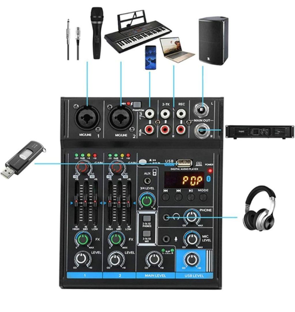DJミキサー4チャンネルUSBインターフェース　サウンドコントローラー