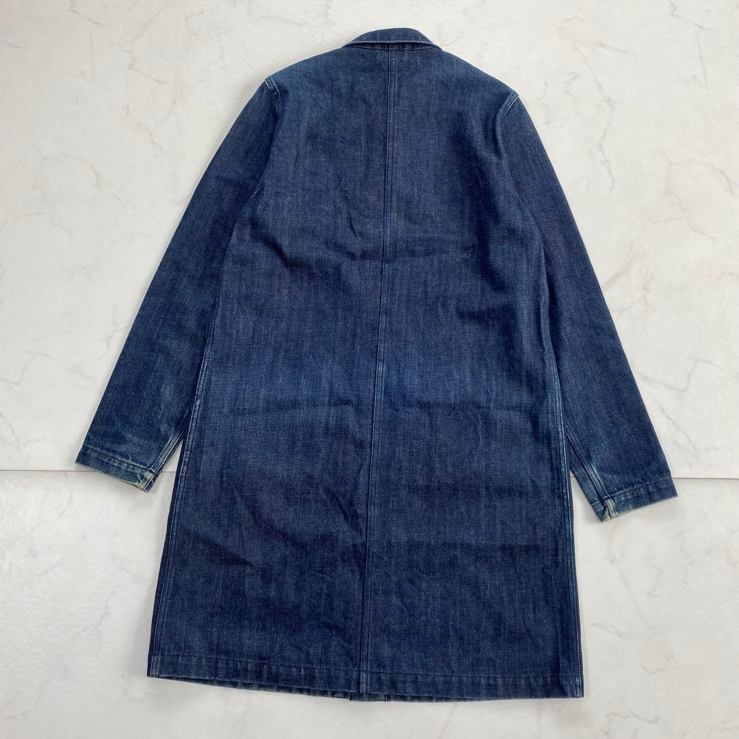 美品★HYKE ハイク デニムコート ワークコート ショップコート インディゴ2