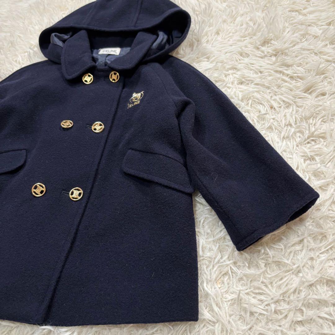美品✨セリーヌ コート 馬車ロゴ トリオンフ 金ボタン 子供服 ネイビー 90