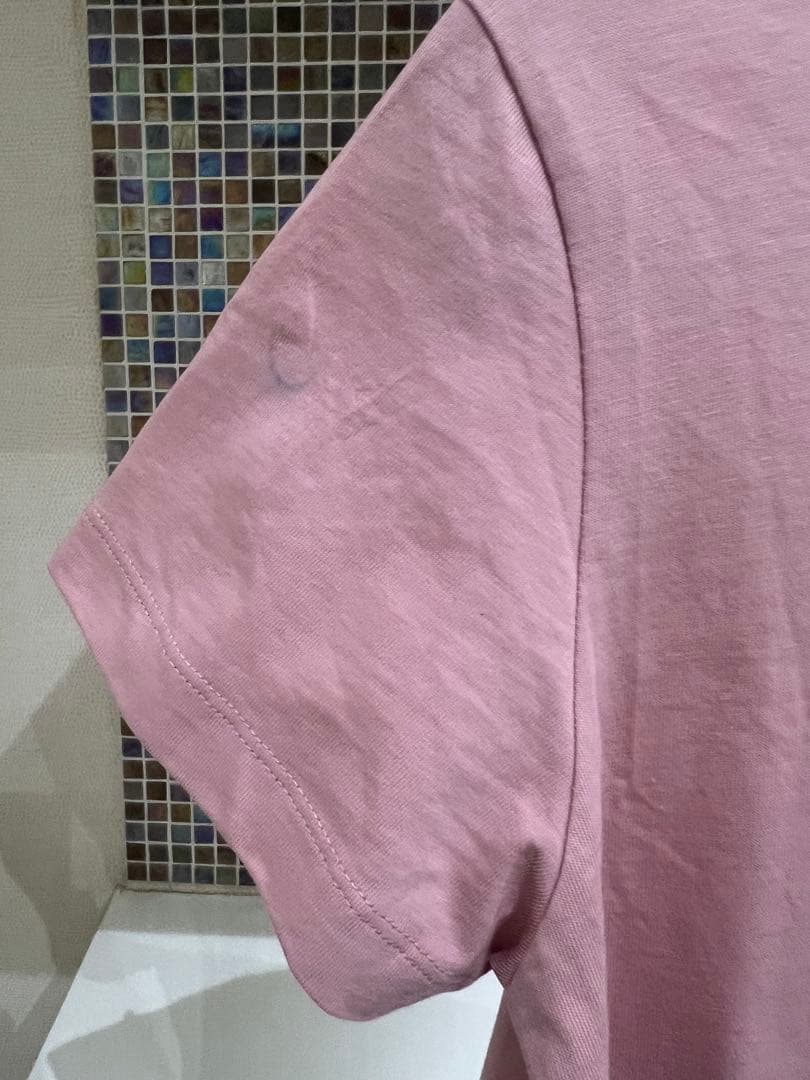 モンクレール　レディース　半袖Tシャツ　　ピンク ロゴ Sサイズ