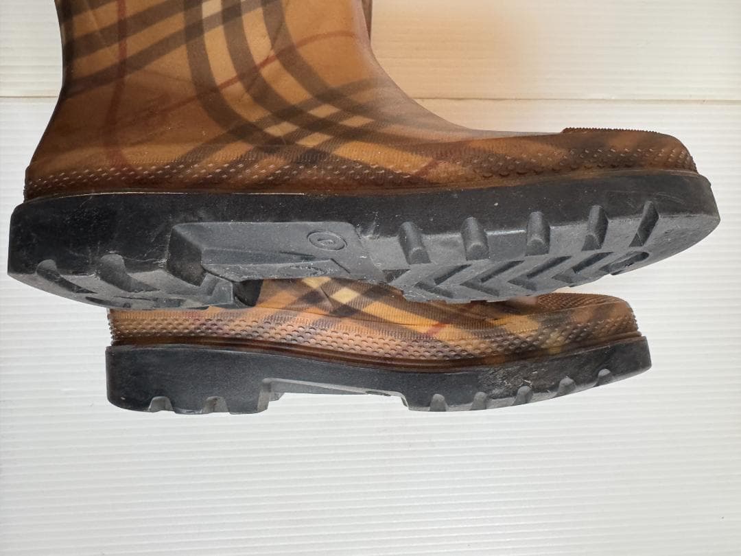 BURBERRY バーバリー チェック柄 ロングレインブーツ 24.5cm 長靴