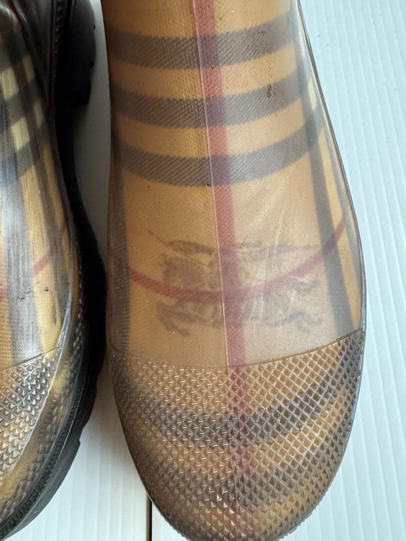 BURBERRY バーバリー チェック柄 ロングレインブーツ 24.5cm 長靴