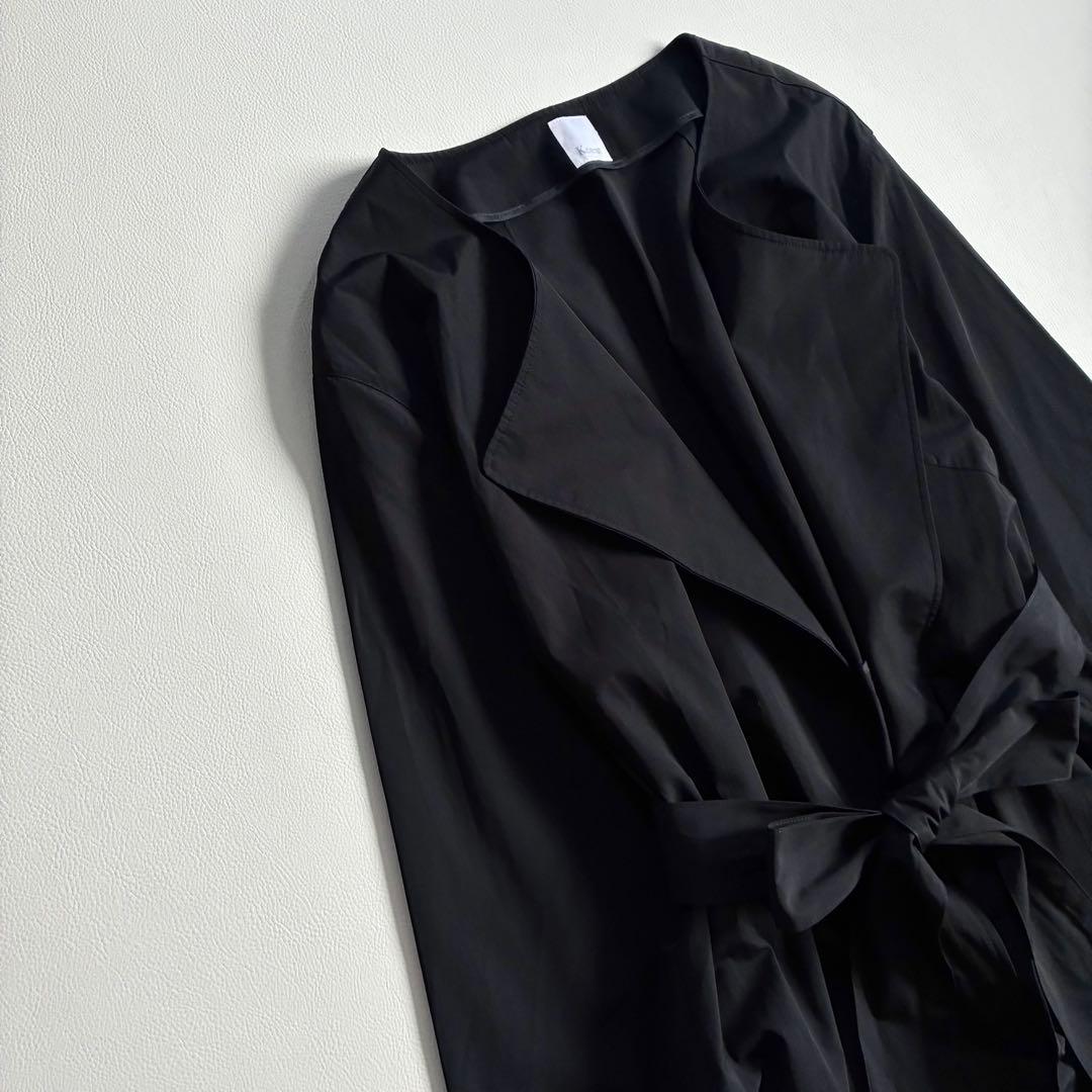 ◆極美品◆Kcarat◆大きいサイズ◆ノーカラースプリングロングコート◆黒◆3L