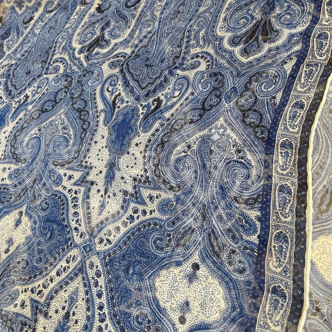 ETRO 大判ストール マフラー　シフォン　100%シルク イタリア製　ブルー