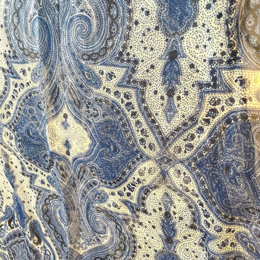 ETRO 大判ストール マフラー　シフォン　100%シルク イタリア製　ブルー