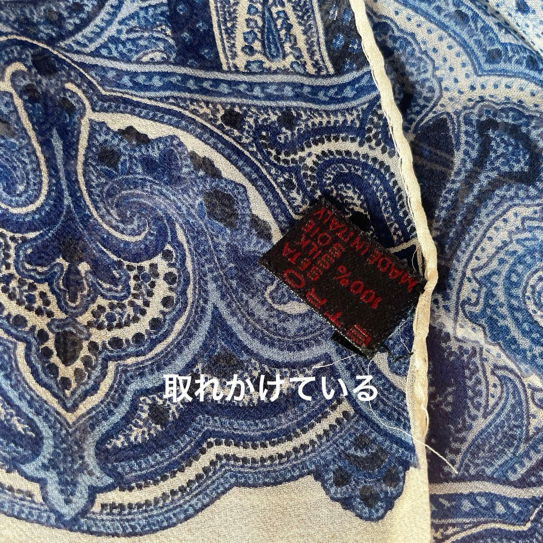 ETRO 大判ストール マフラー　シフォン　100%シルク イタリア製　ブルー