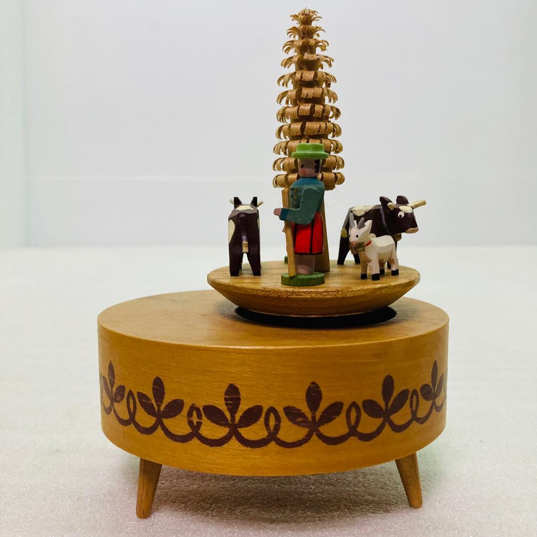 【動作確認済】　ドイツ製　オルゴール エーデルワイス アルプスの羊飼　木製