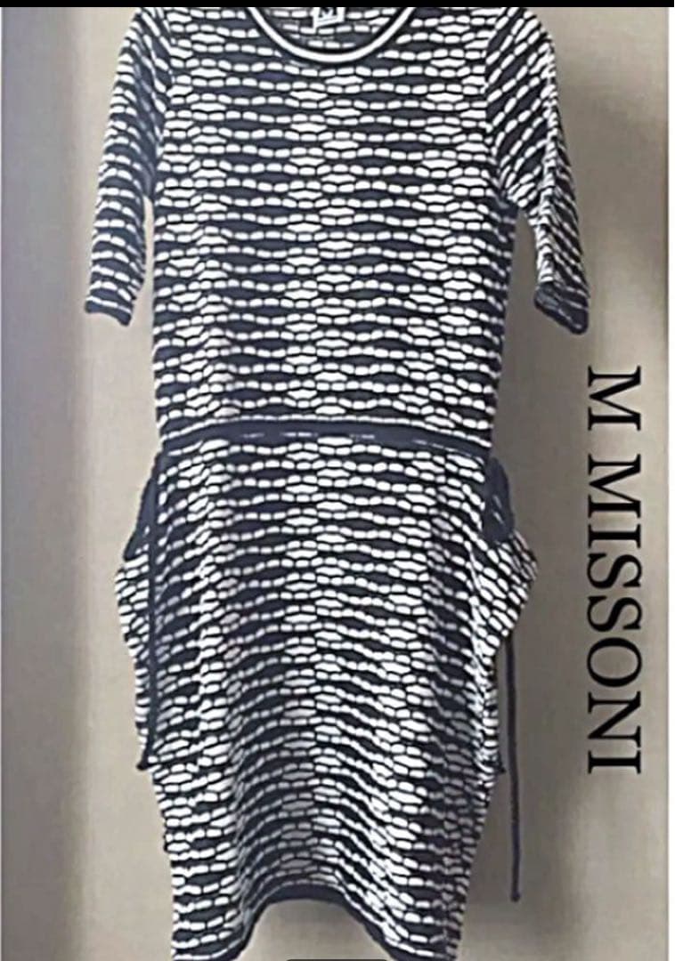 ★美品　M MISSONI Mミッソーニ ニットサイドリボンワンピース