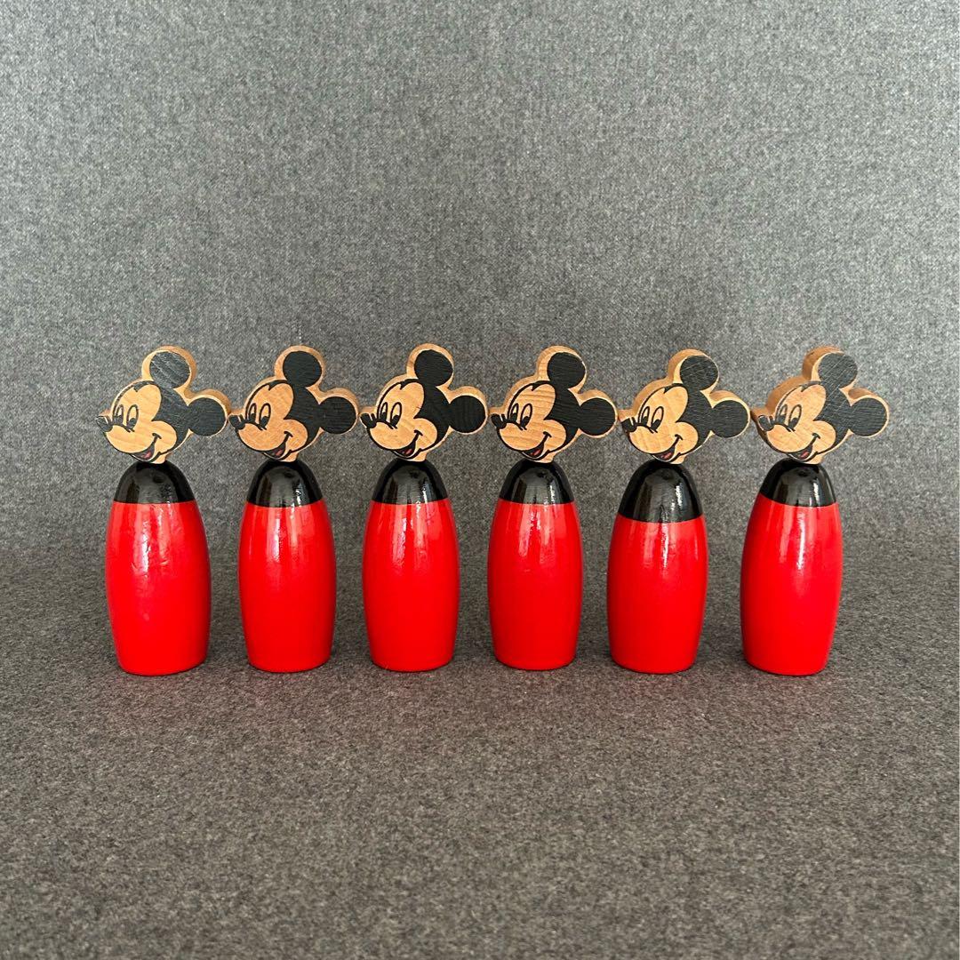 ミッキーヴィンテージvilacフランス木製ボーリングセットディズニー
