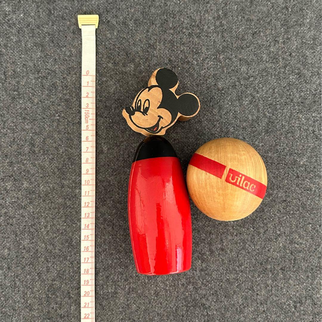 ミッキーヴィンテージvilacフランス木製ボーリングセットディズニー