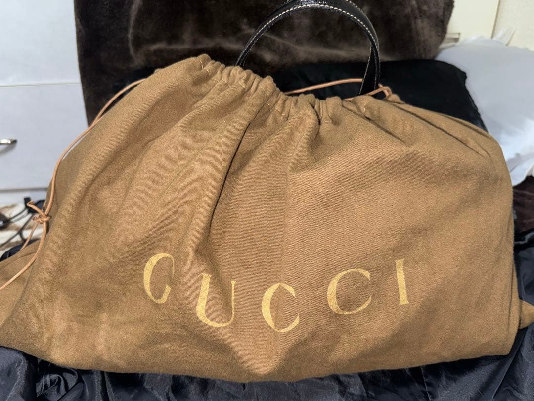 美品 GUCCI ブラック ボストンバッグ レザー インターロッキング