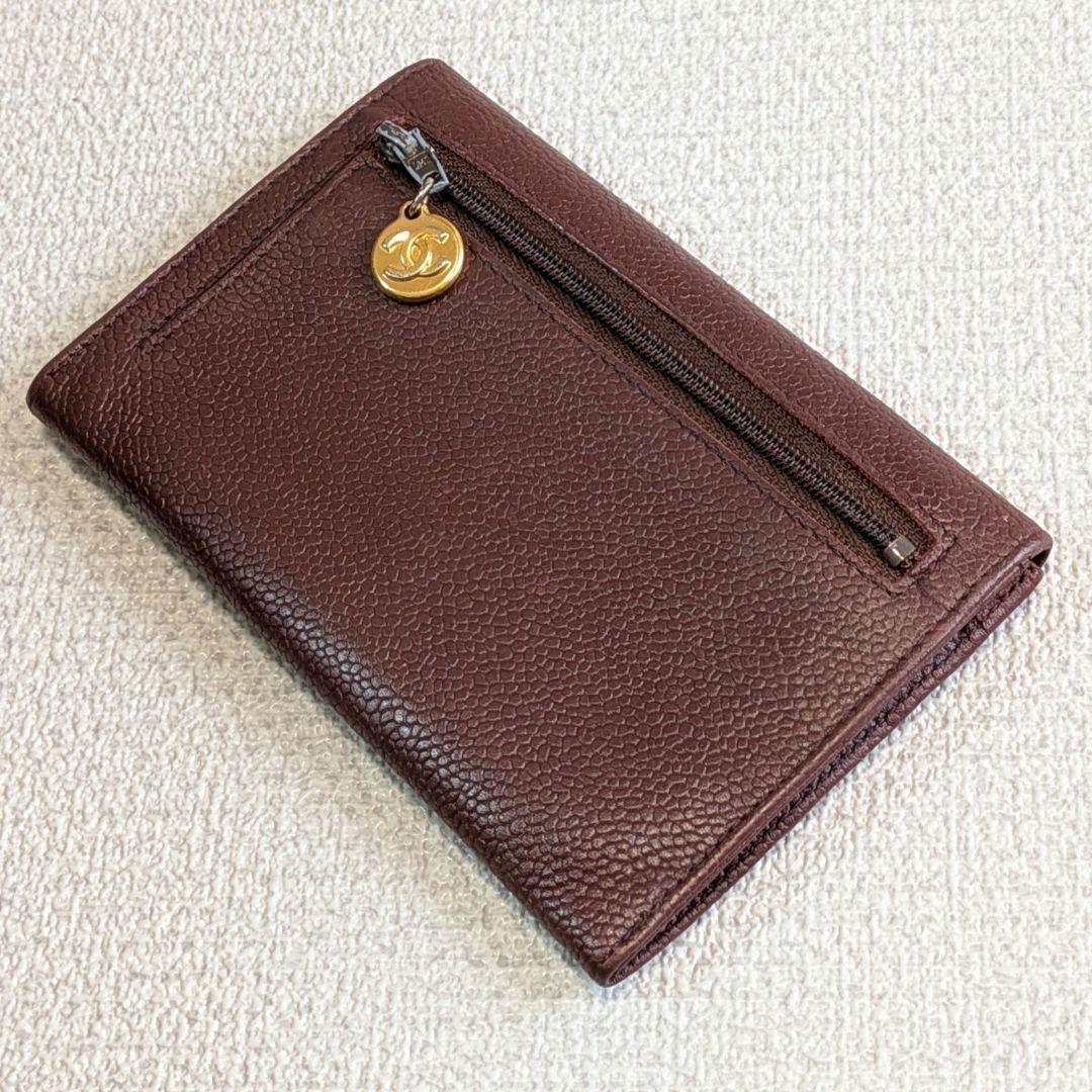 シャネル　レアカラー　ミディアム　デカココ財布　ブラウン　キャビアスキン　正規品