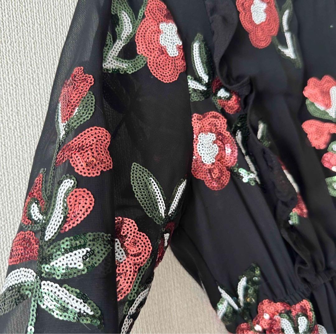 美品Sister Jane スパンコール花柄ワンピースS