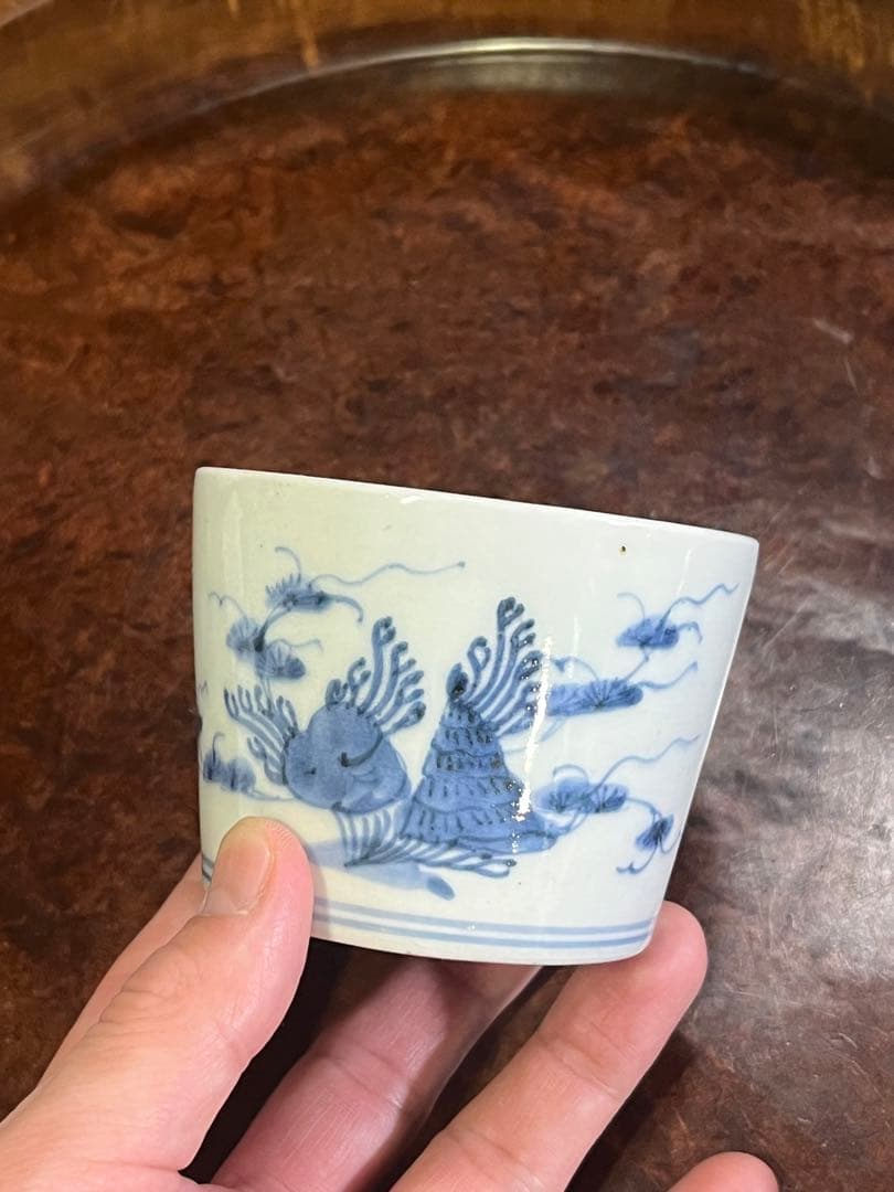 古伊万里　無傷完品　海底　貝　海藻　そば猪口　蕎麦猪口　そばちょこ