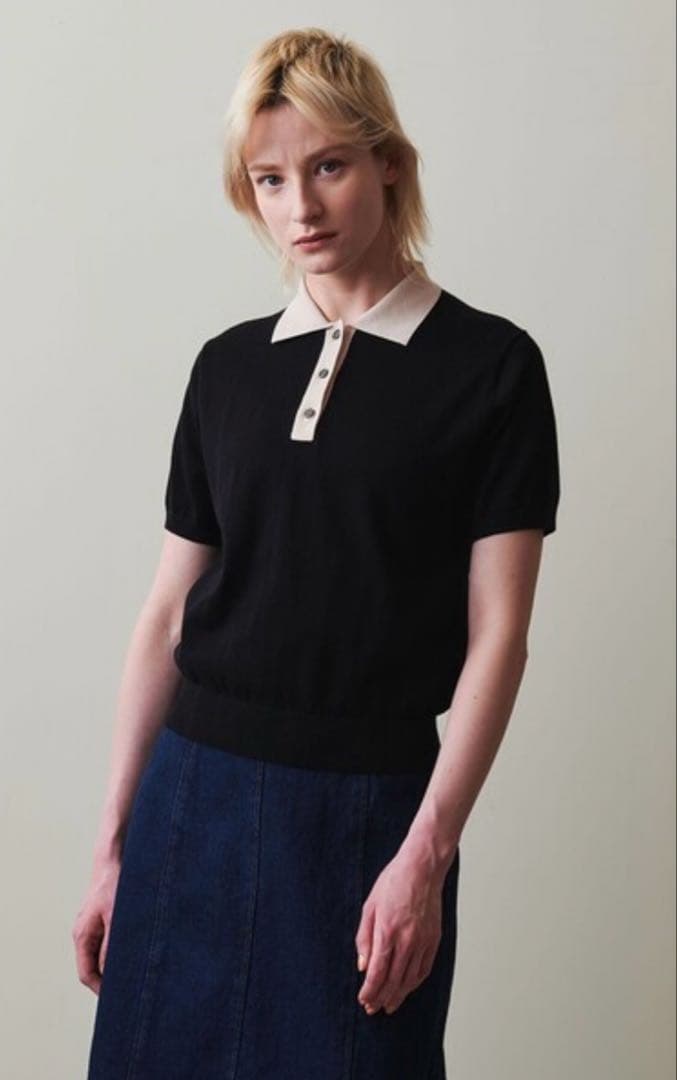 【Steven Alan】バイカラー ポロカラーニット