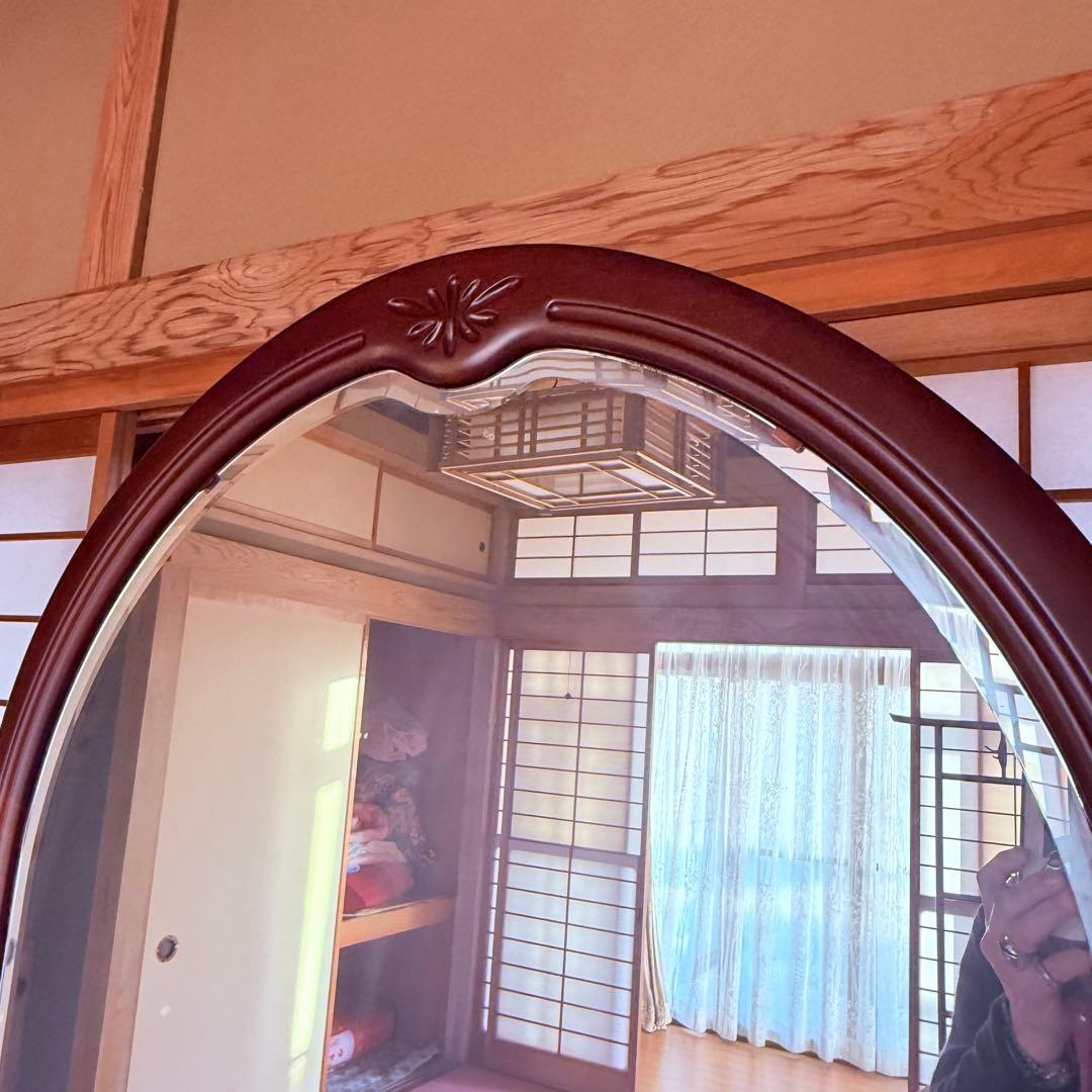 2236様感謝‼️これさえあれば‼️昭和の淑女のラウンドドレッサー鏡台机旭硝子➕手鏡