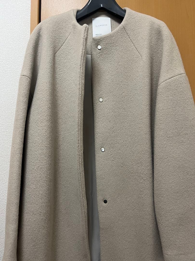 ELENDEEK ベージュ　クルーネック ロング　コクーンコート