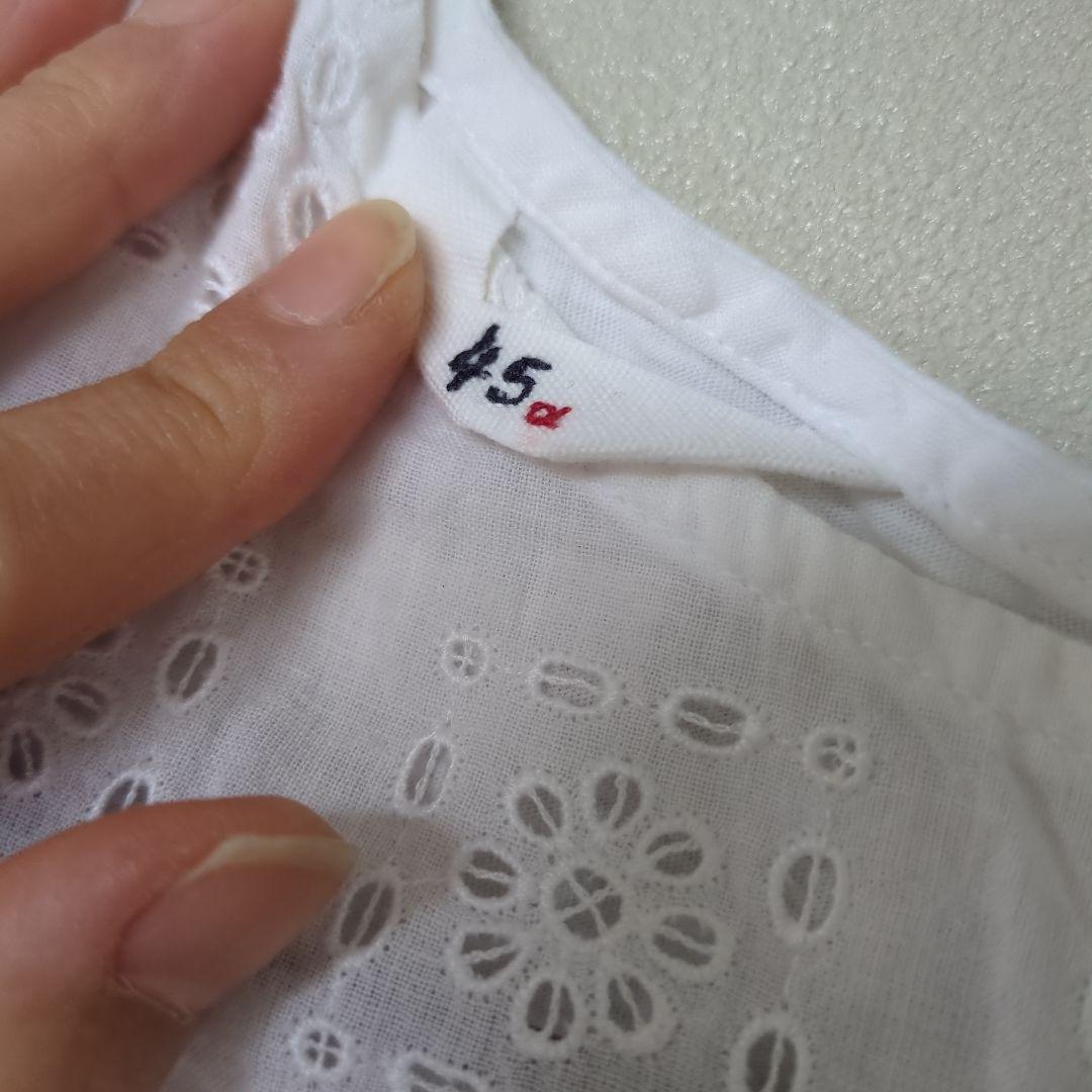 美品✨️45R カディ コットン 刺繍レース 半袖 ブラウス ホワイト サイズ2
