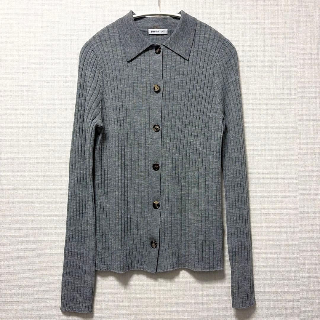 美品 Deuxieme Classe ポロシャツニット カーディガン グレー