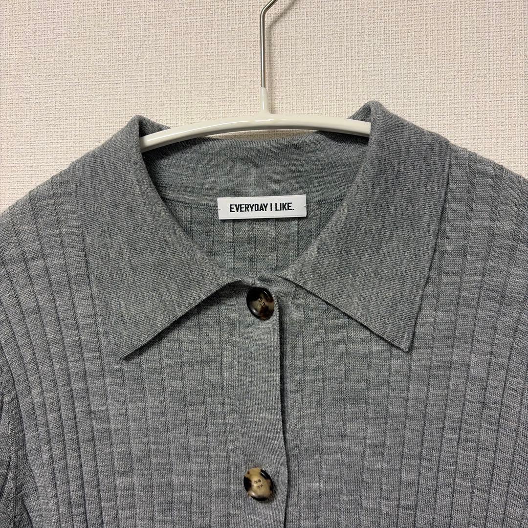美品 Deuxieme Classe ポロシャツニット カーディガン グレー