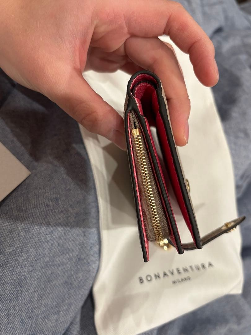 Bonaventura 二つ折り財布 グレージュ×アザレ