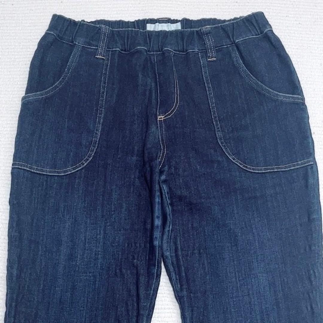 ピンクハウス　裾フリルデニムパンツ　リボン　ストレッチ　フレア　L　2024SS
