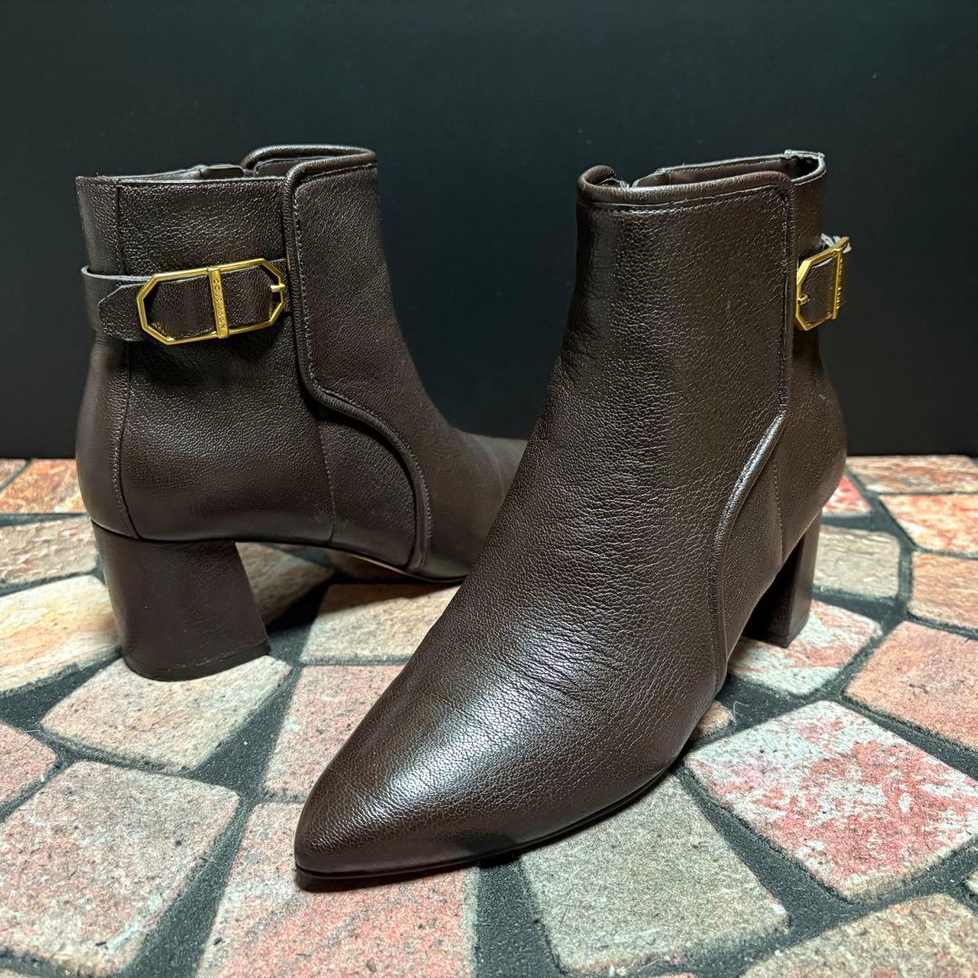COLE HAAN ショートブーツ レザー　25cm 太ヒール サイドジップ
