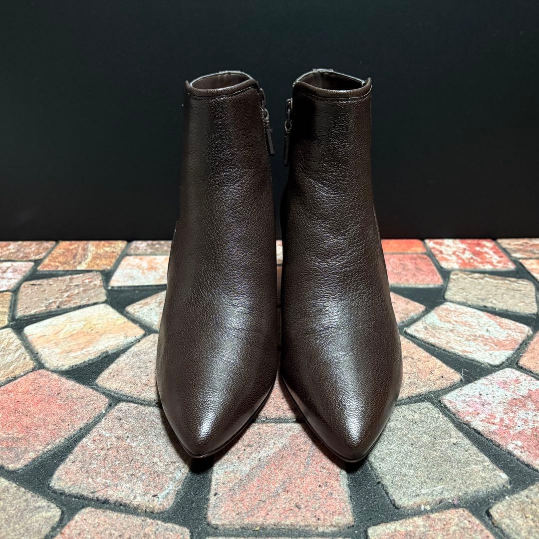 COLE HAAN ショートブーツ レザー　25cm 太ヒール サイドジップ